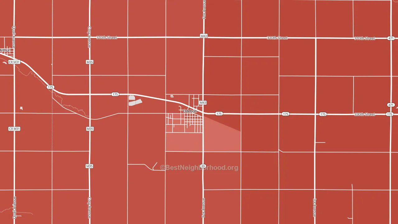 51458, IA block-group political-lean map