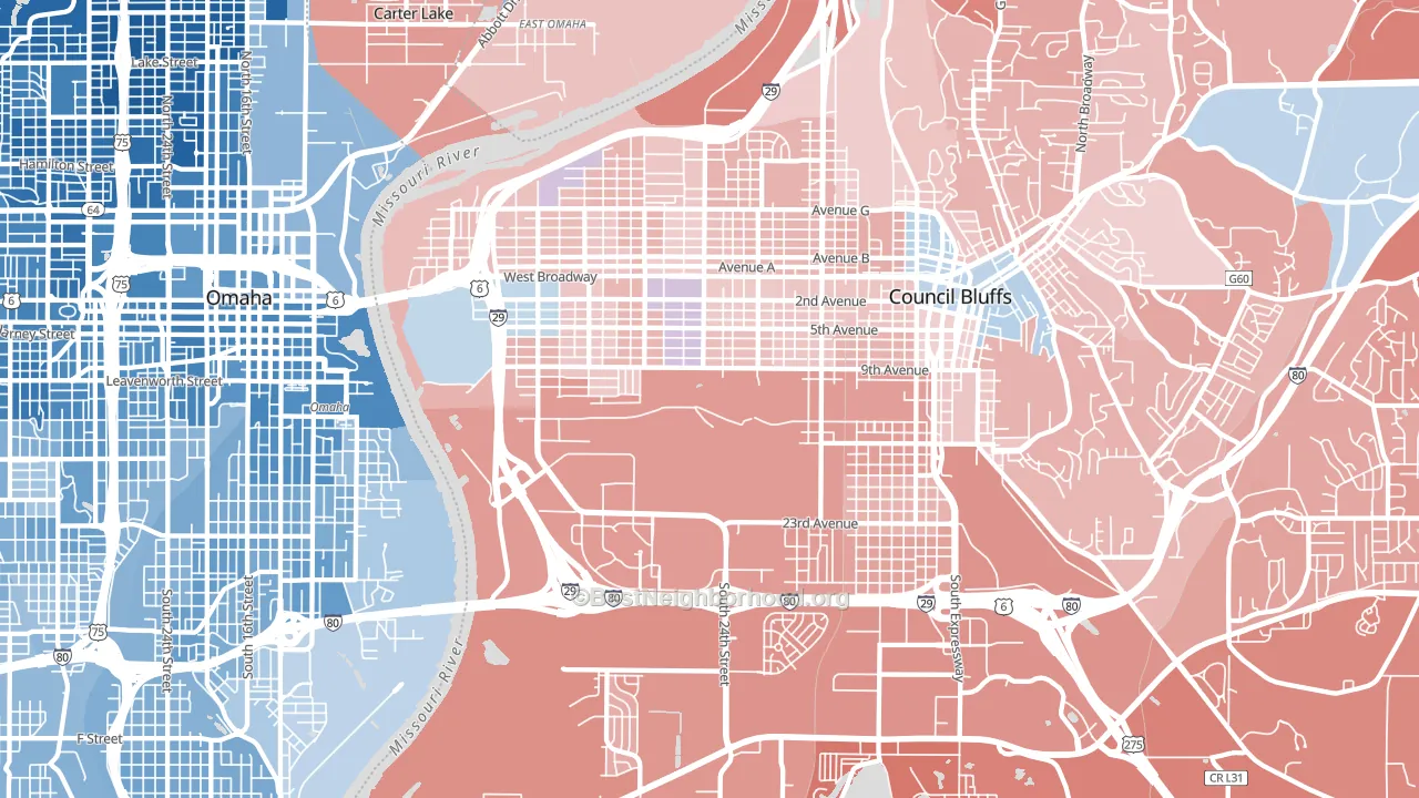 51501, IA block-group political-lean map