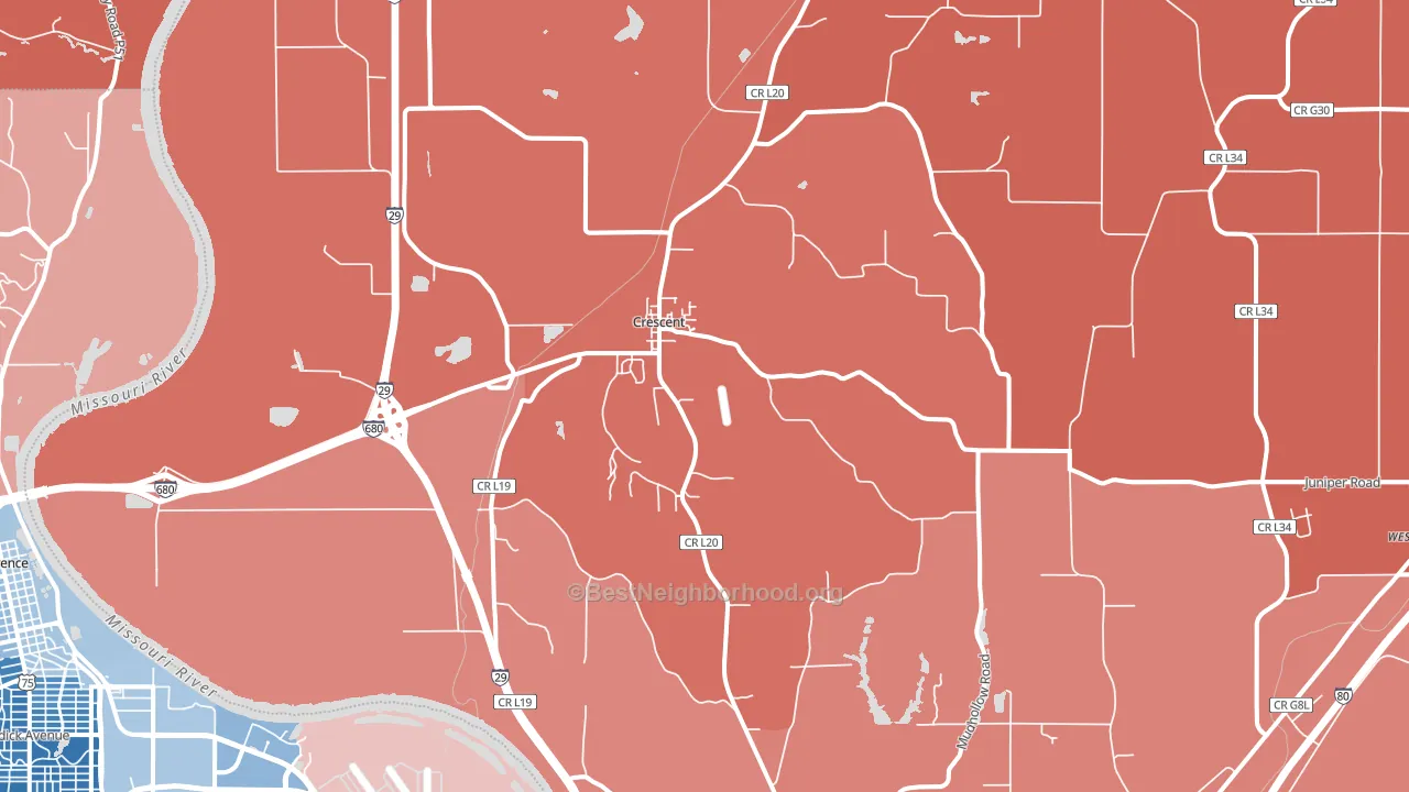 51526, IA block-group political-lean map