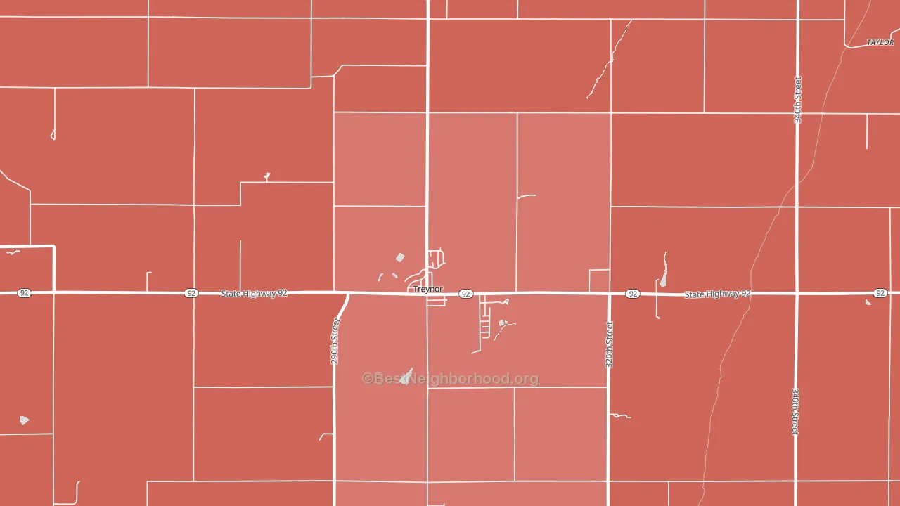 51575, IA block-group political-lean map