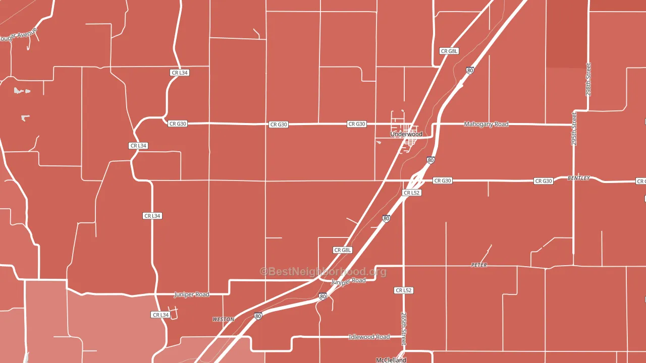 51576, IA block-group political-lean map