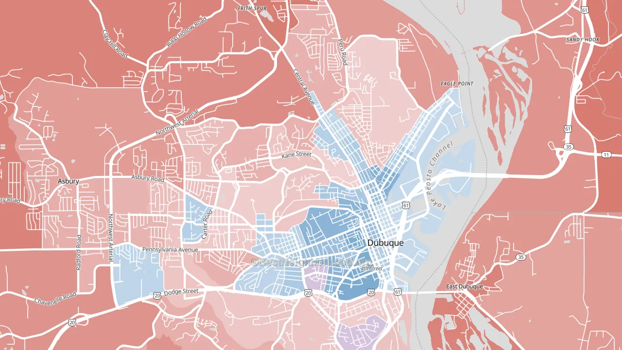 52001, IA block-group political-lean map