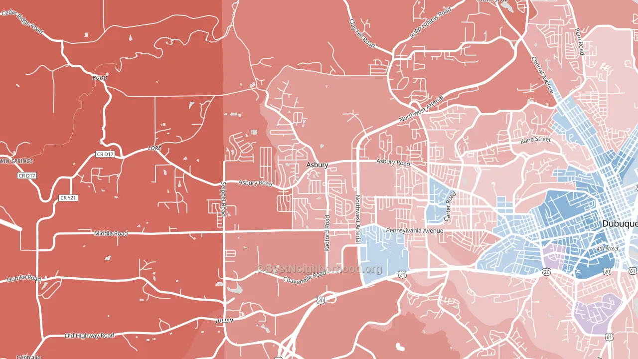 52002, IA block-group political-lean map
