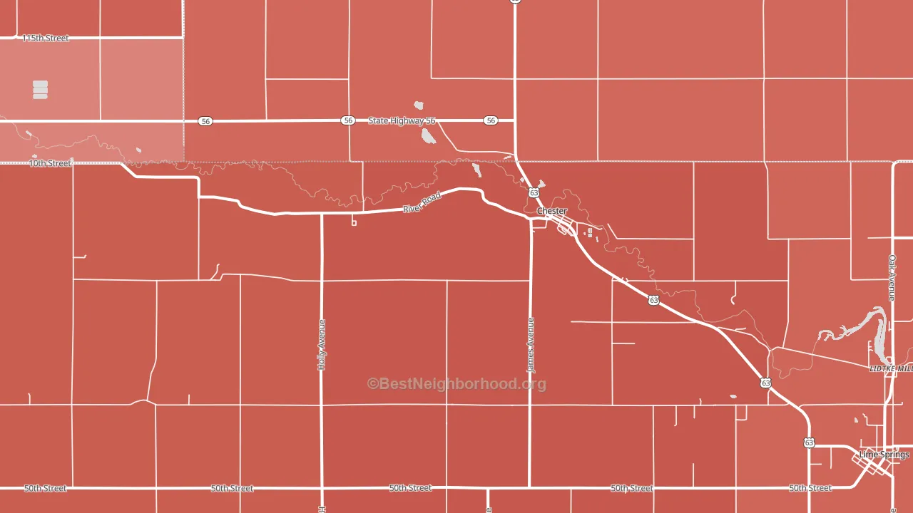 52134, IA block-group political-lean map