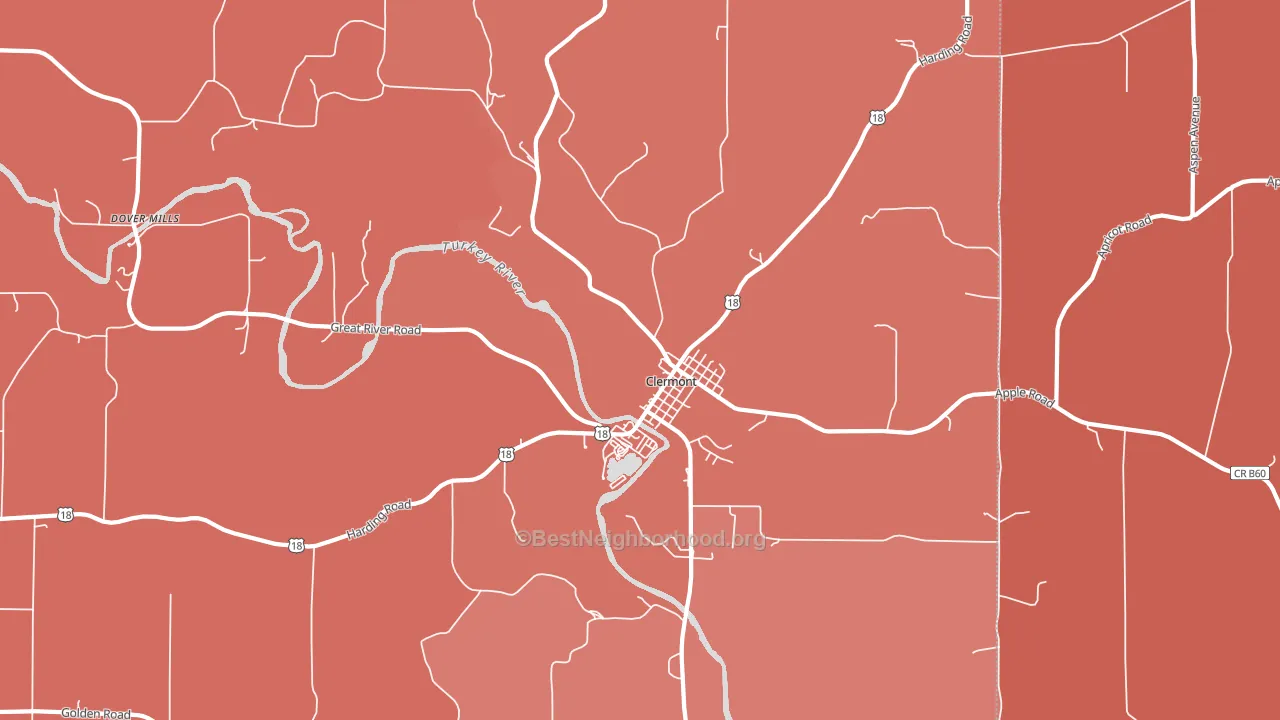 52135, IA block-group political-lean map