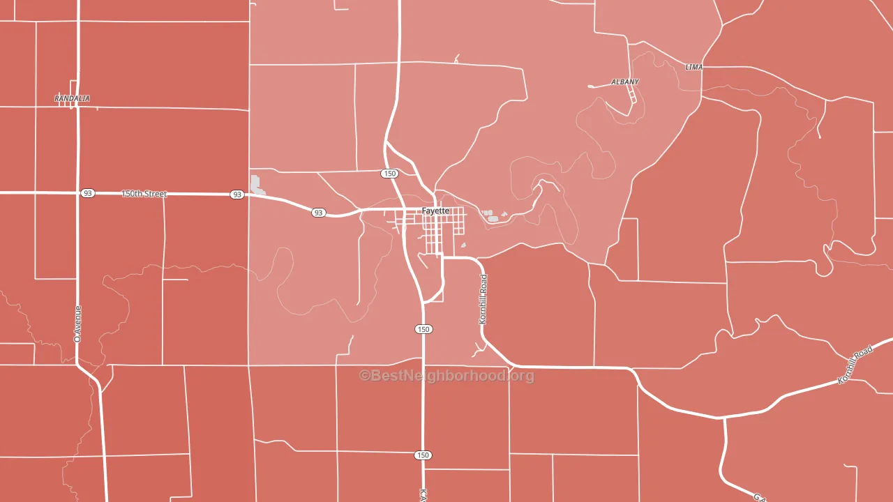 52142, IA block-group political-lean map