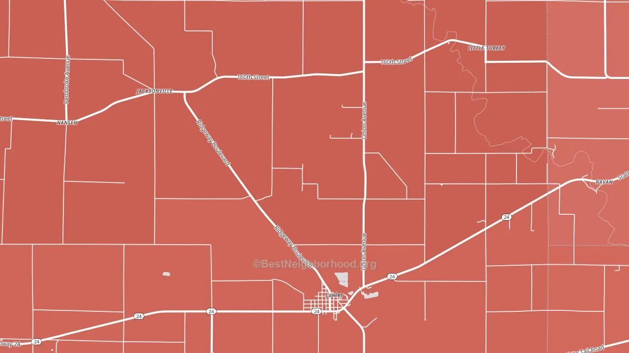 52154, IA block-group political-lean map