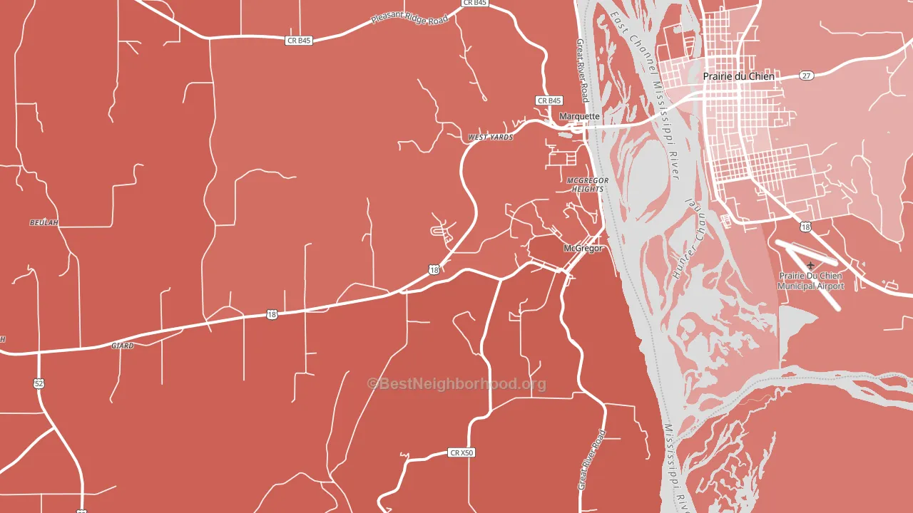 52157, IA block-group political-lean map
