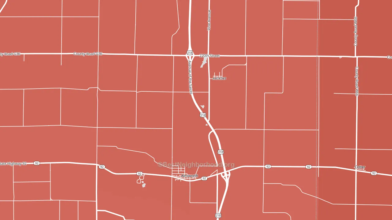 52201, IA block-group political-lean map