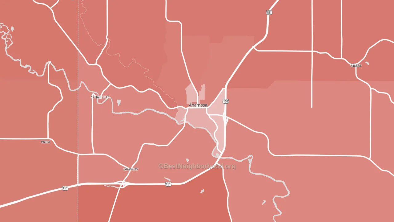 52205, IA block-group political-lean map