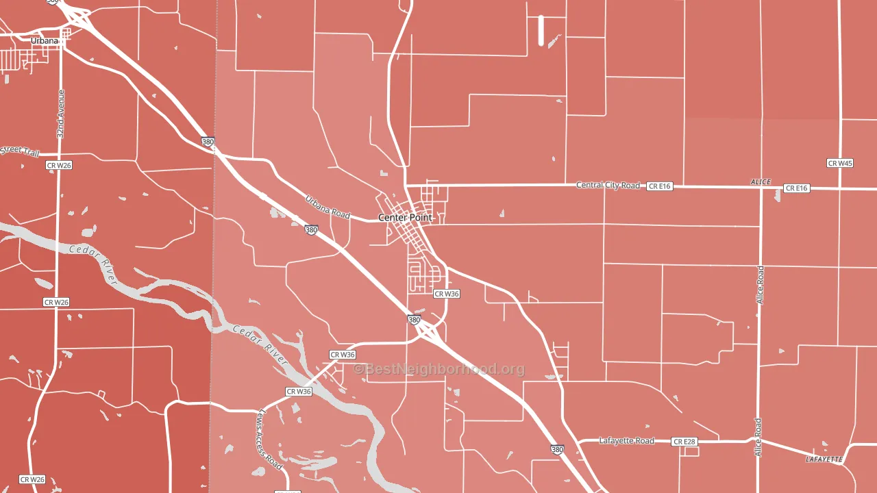 52213, IA block-group political-lean map