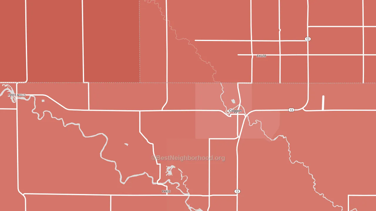 52218, IA block-group political-lean map