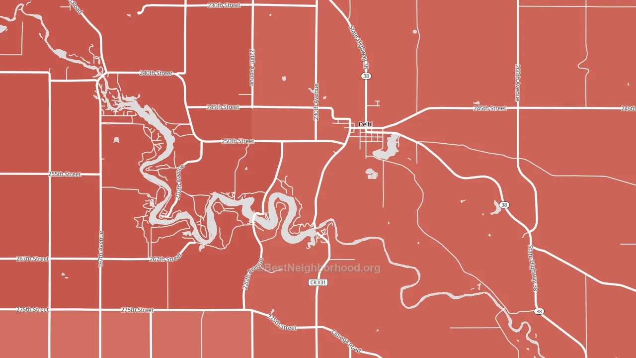 52223, IA block-group political-lean map