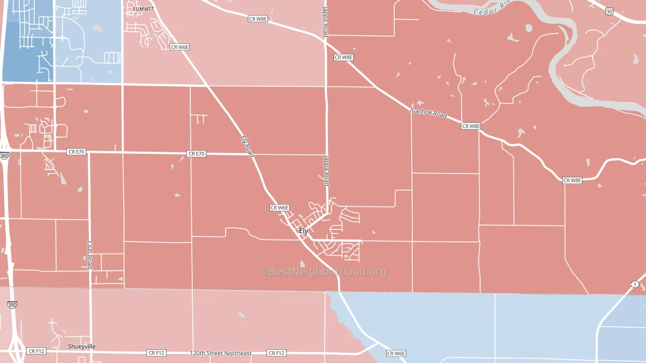 52227, IA block-group political-lean map