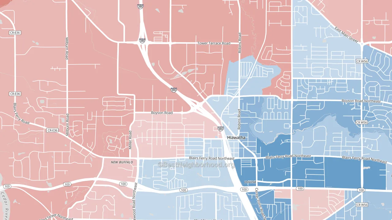 52233, IA block-group political-lean map