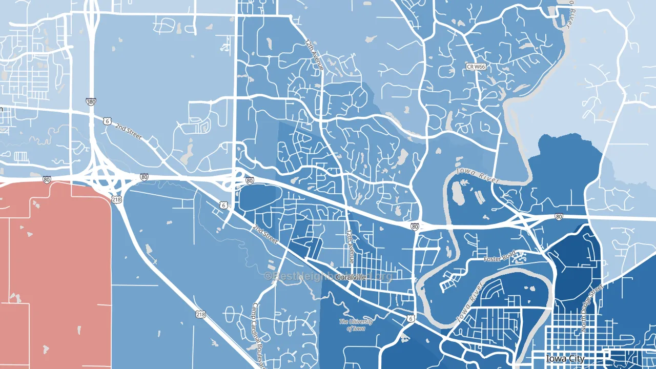 52241, IA block-group political-lean map