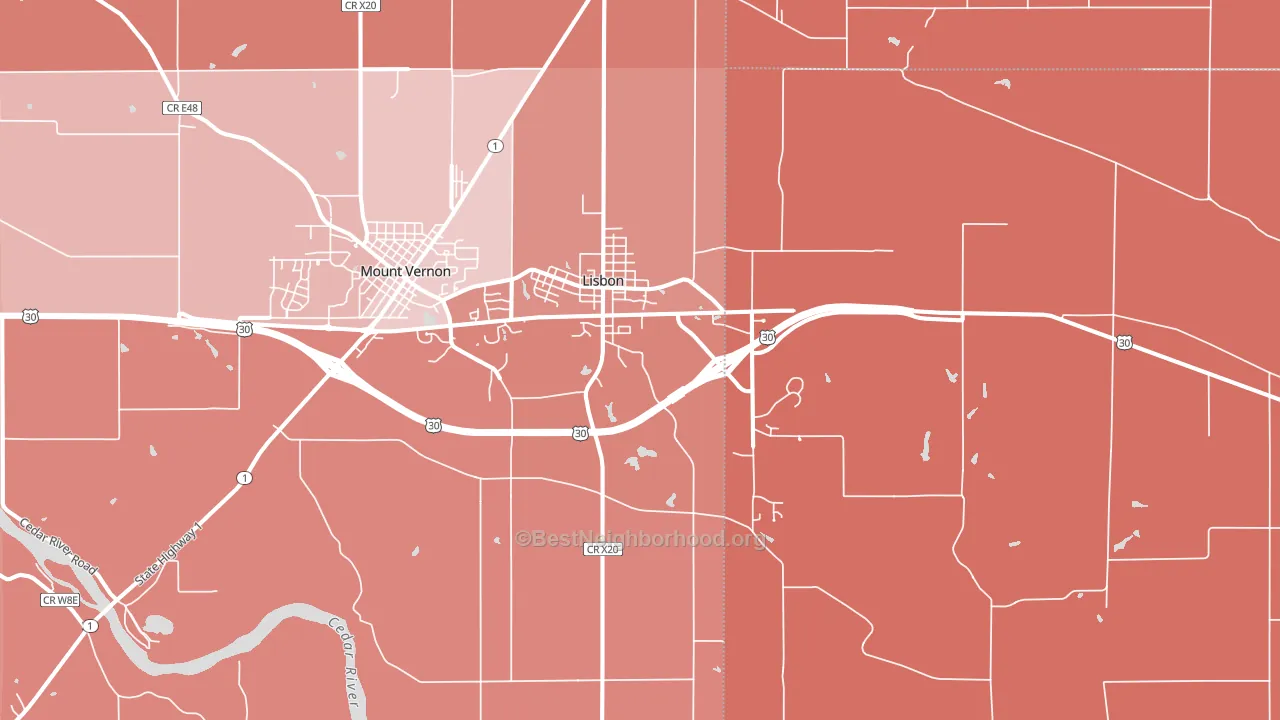 52253, IA block-group political-lean map