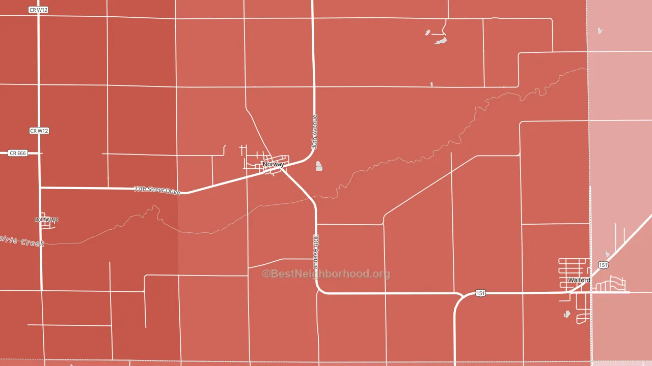 52318, IA block-group political-lean map