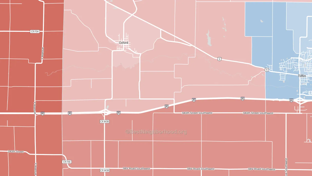 52322, IA block-group political-lean map