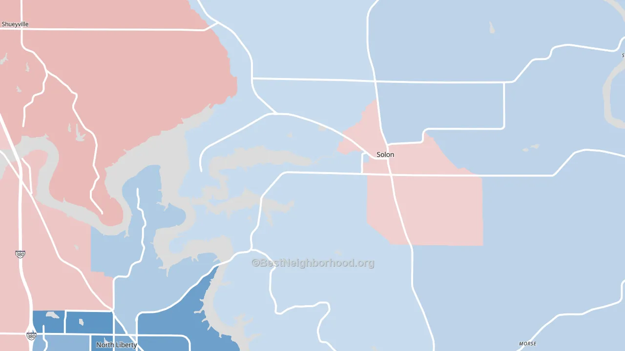 52333, IA block-group political-lean map