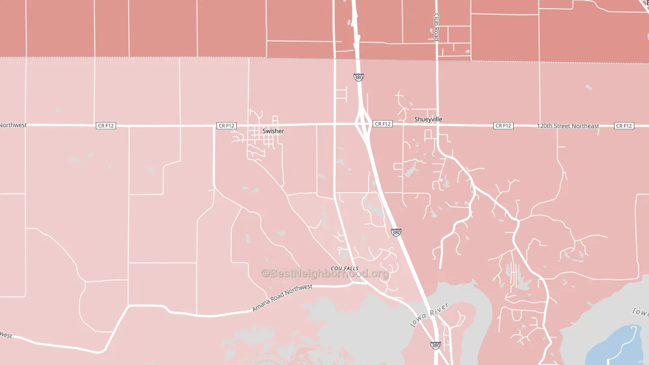 52338, IA block-group political-lean map