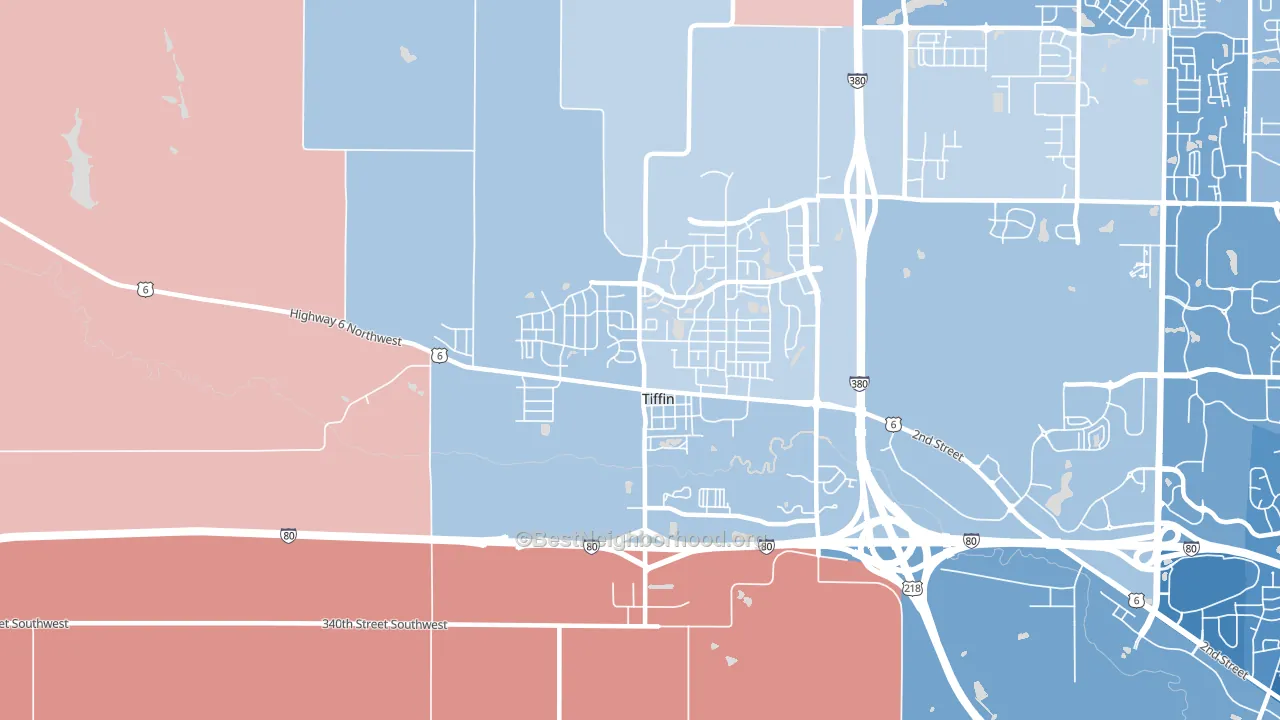 52340, IA block-group political-lean map