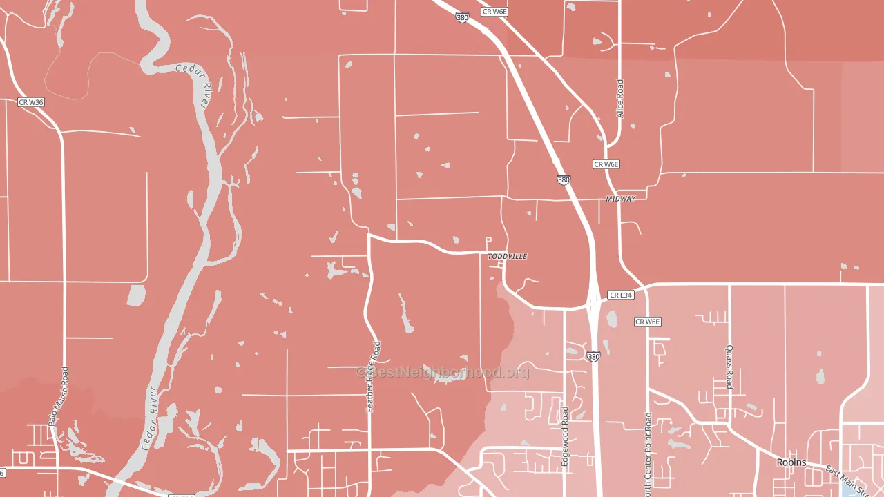 52341, IA block-group political-lean map