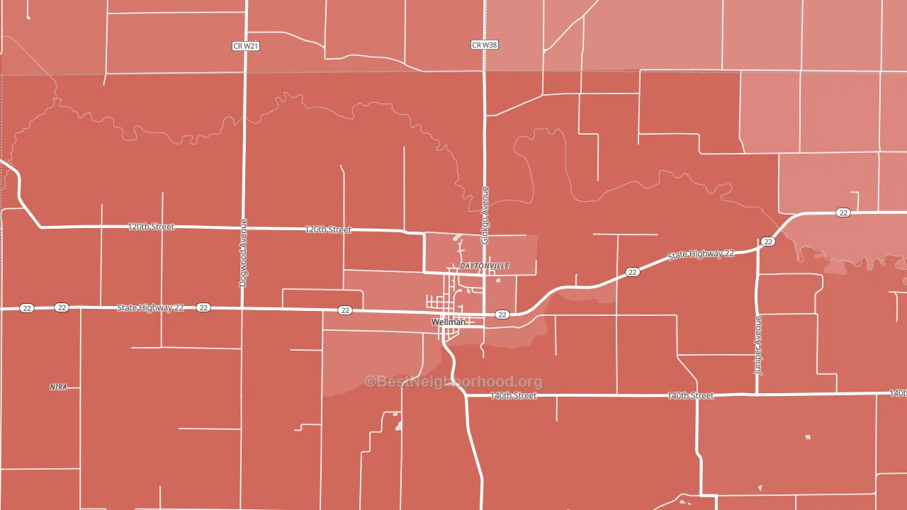 52356, IA block-group political-lean map