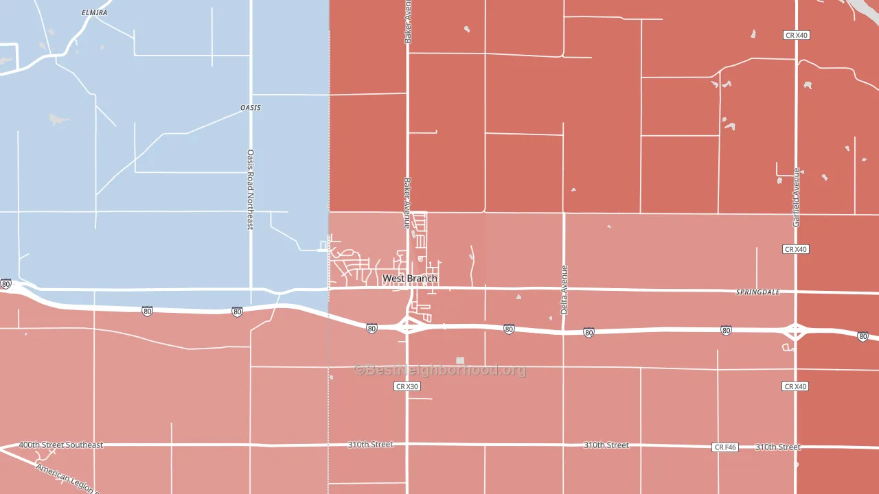 52358, IA block-group political-lean map