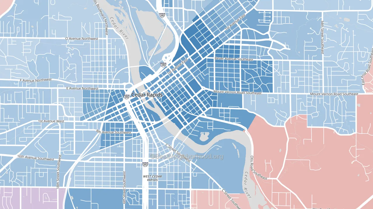 52401, IA block-group political-lean map