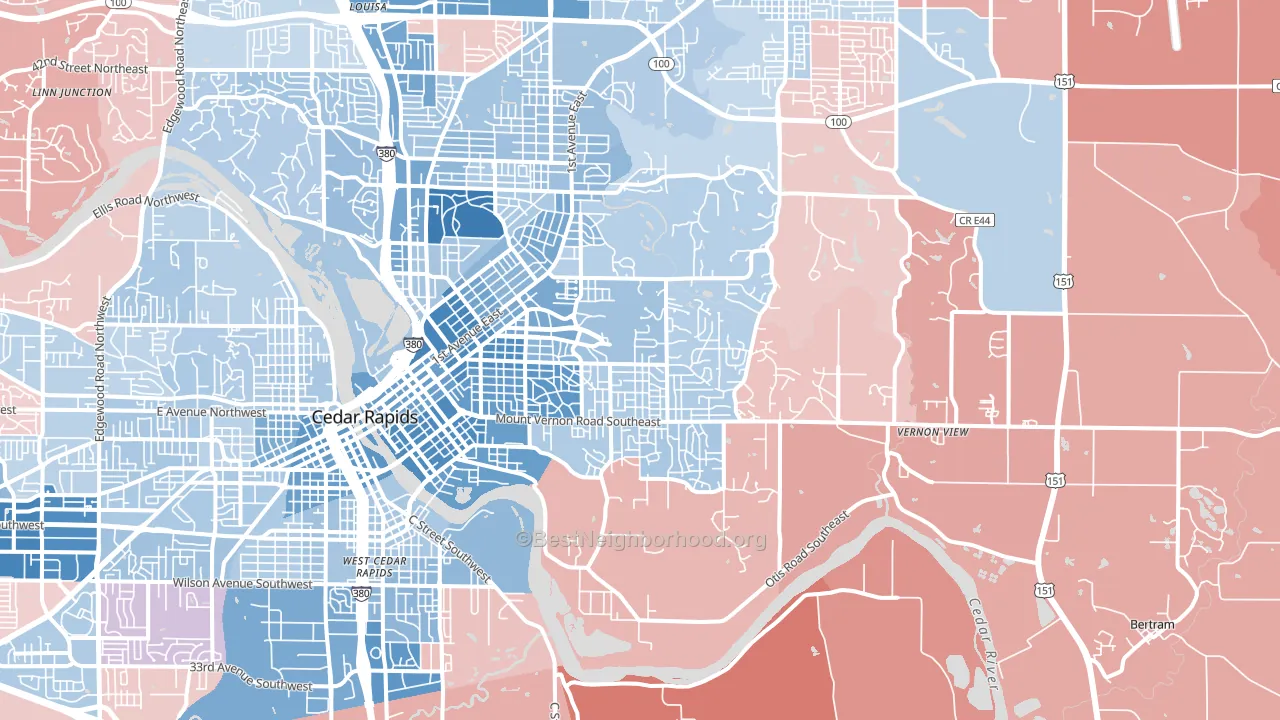 52403, IA block-group political-lean map