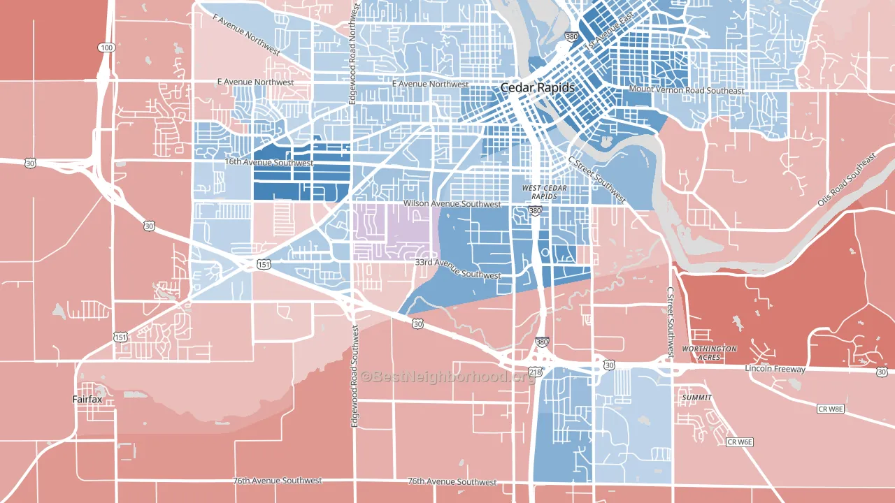52404, IA block-group political-lean map