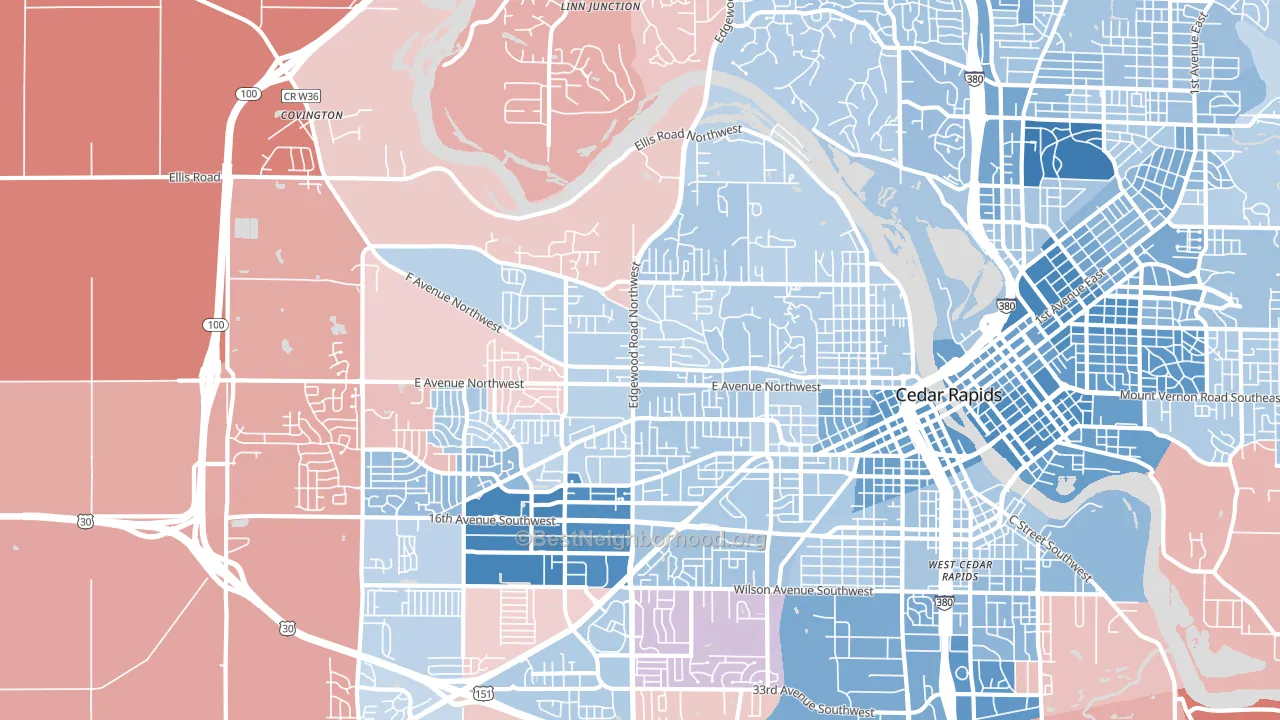 52405, IA block-group political-lean map