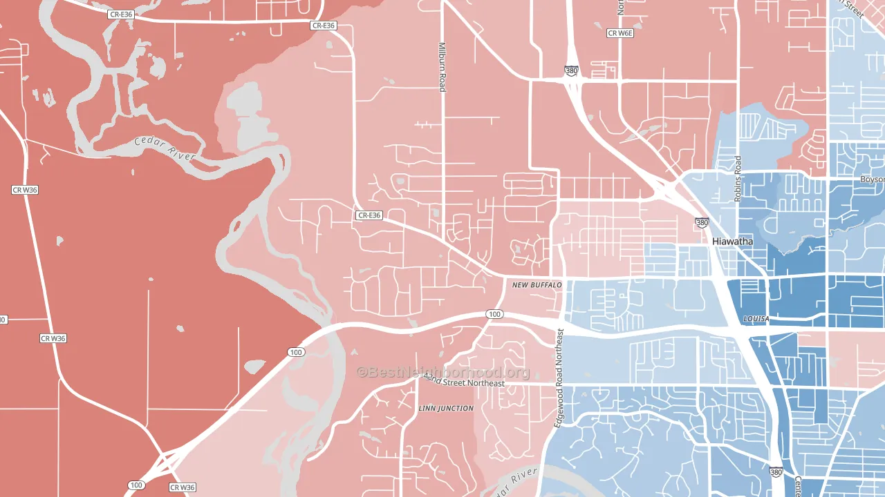 52411, IA block-group political-lean map
