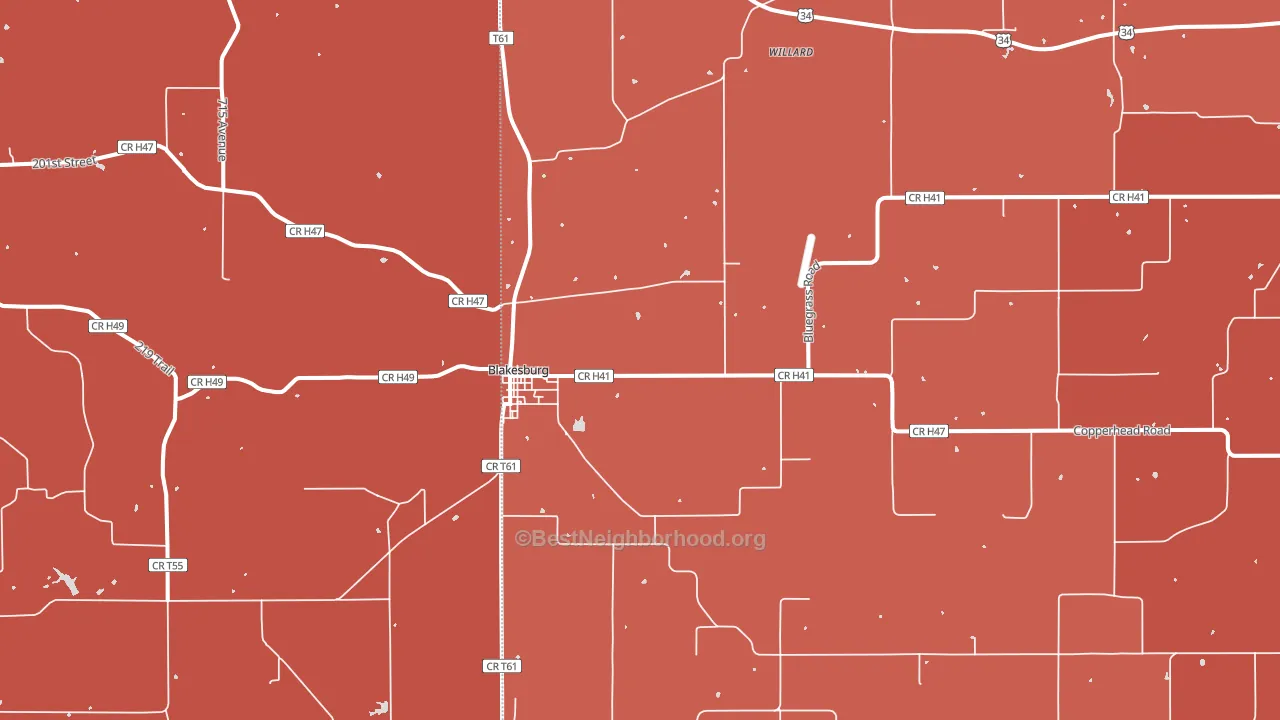 52536, IA block-group political-lean map