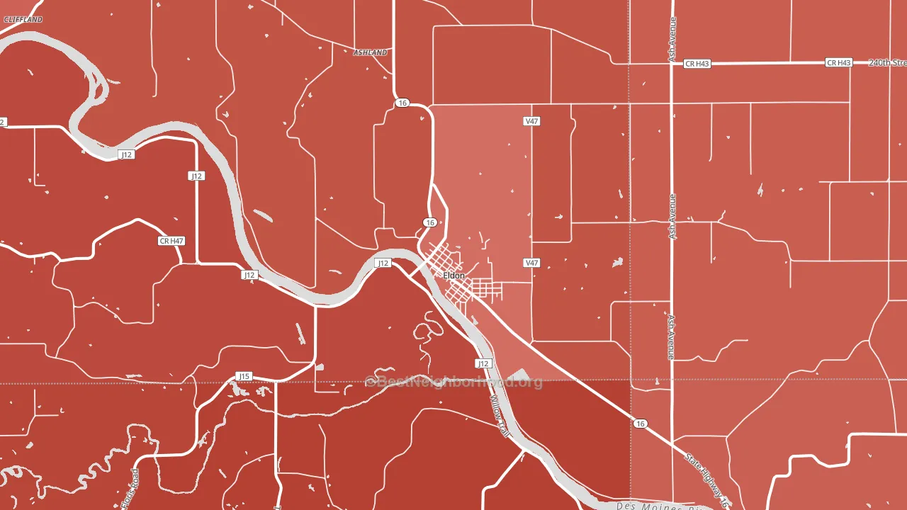 52554, IA block-group political-lean map