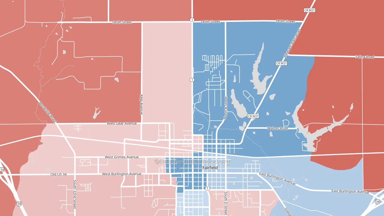 52557, IA block-group political-lean map
