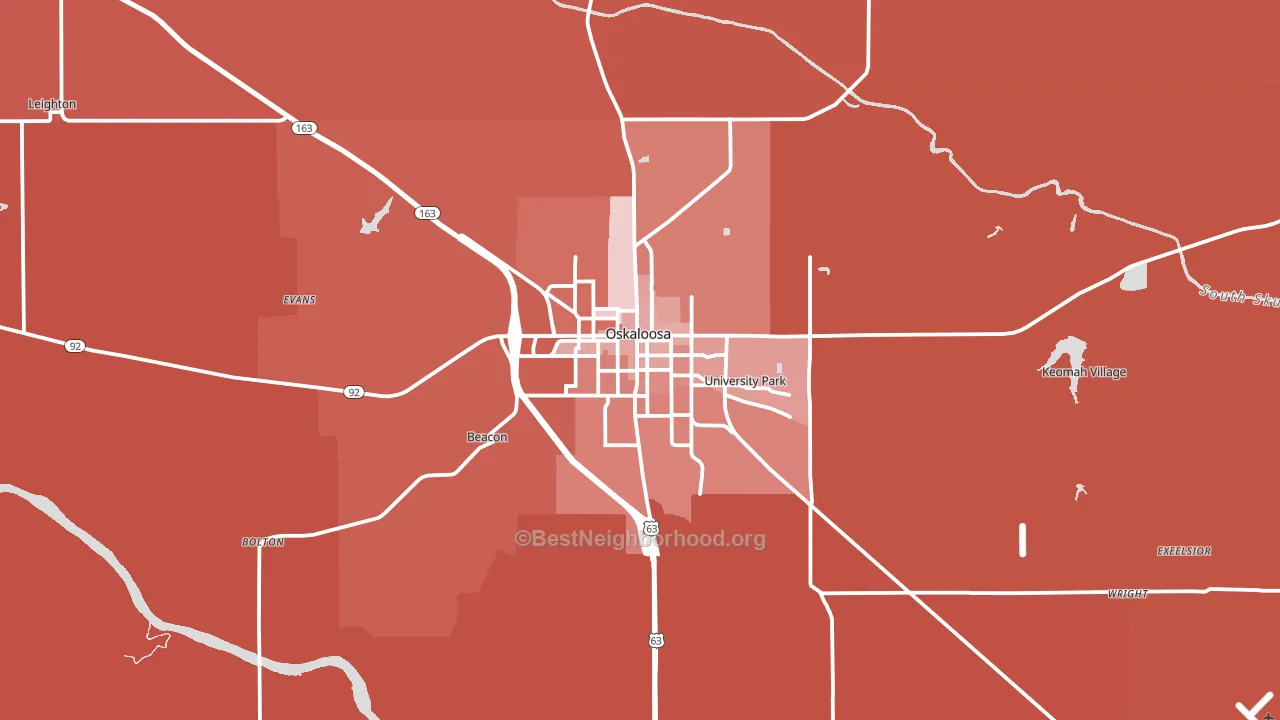 52577, IA block-group political-lean map
