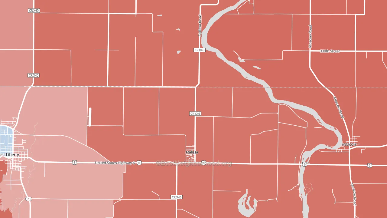 52720, IA block-group political-lean map