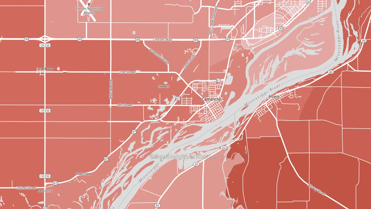 52730, IA block-group political-lean map