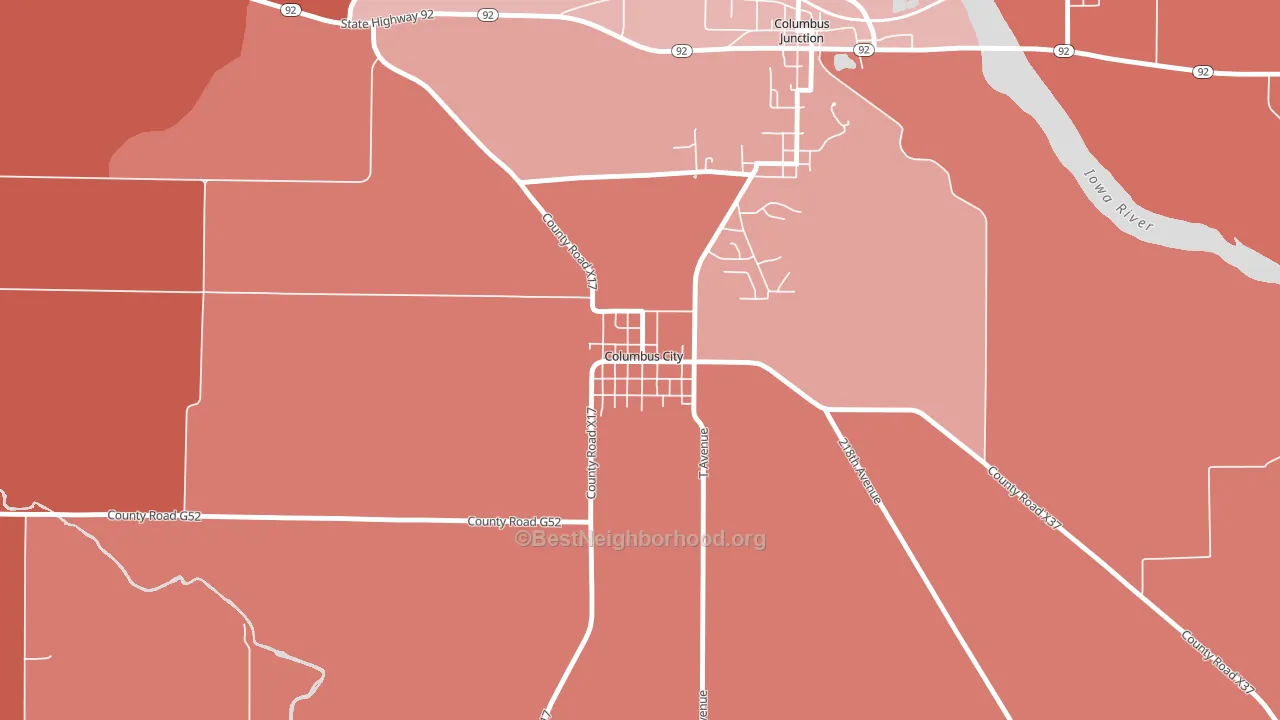 52737, IA block-group political-lean map