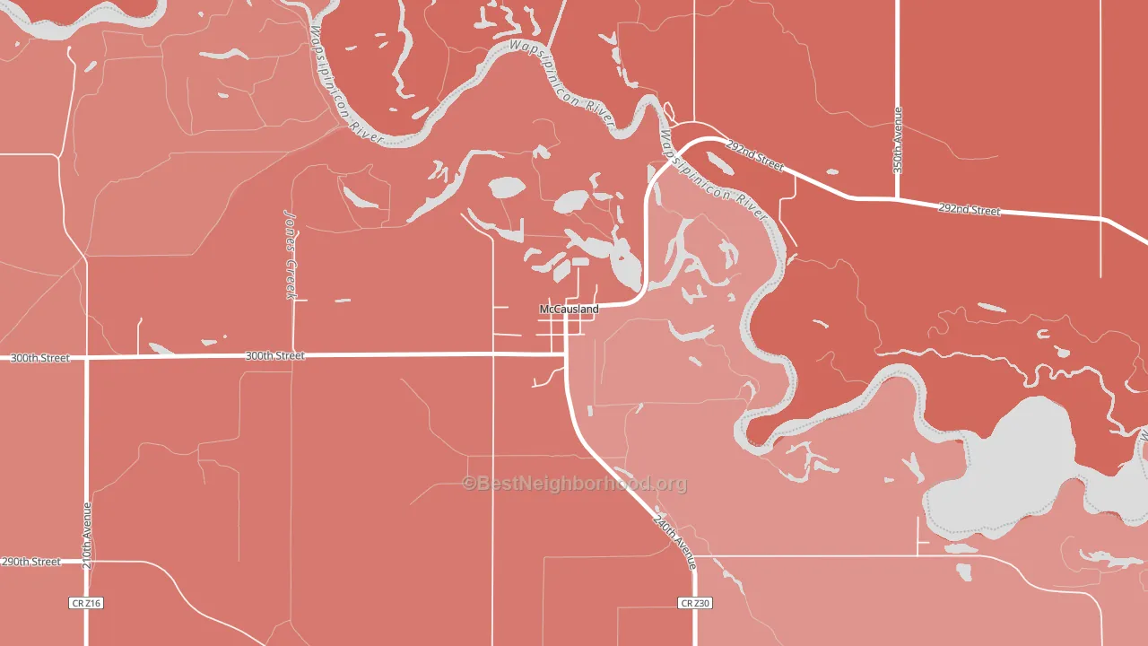 52758, IA block-group political-lean map