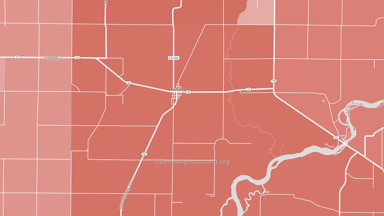 52766, IA block-group political-lean map
