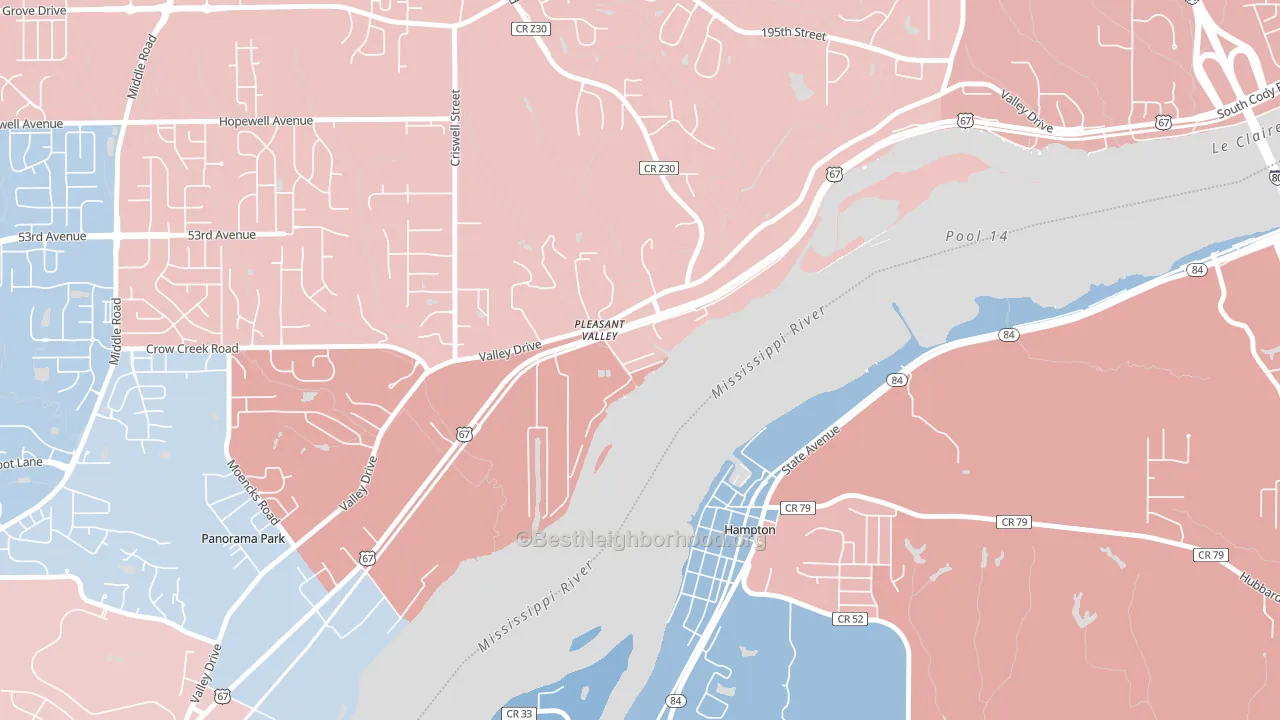 52767, IA block-group political-lean map