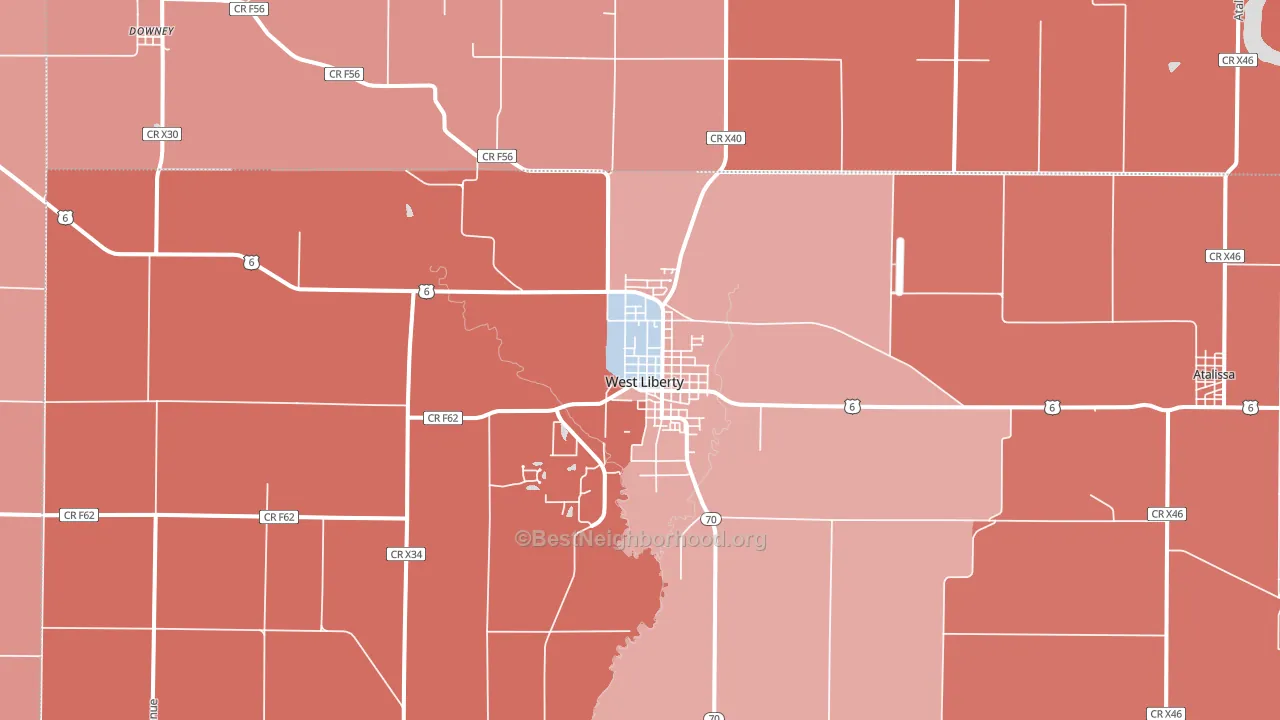 52776, IA block-group political-lean map