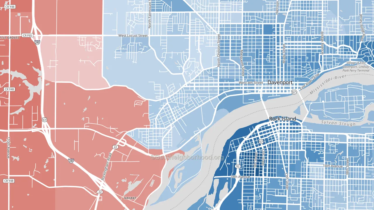 52802, IA block-group political-lean map