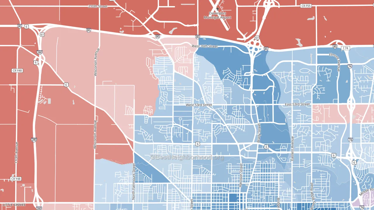 52806, IA block-group political-lean map