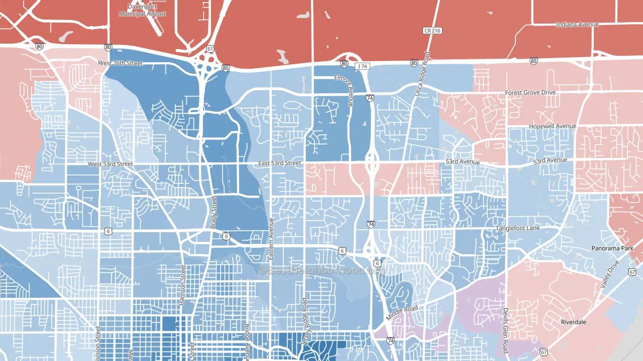 52807, IA block-group political-lean map