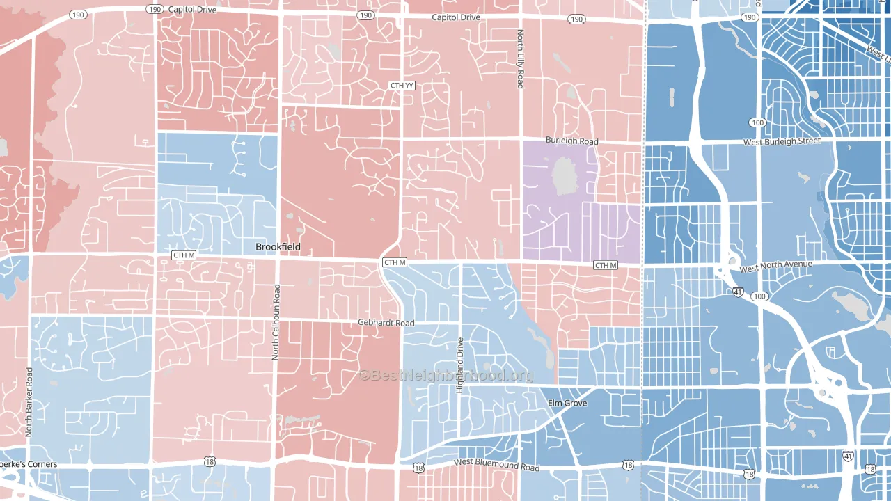 53005, WI block-group political-lean map