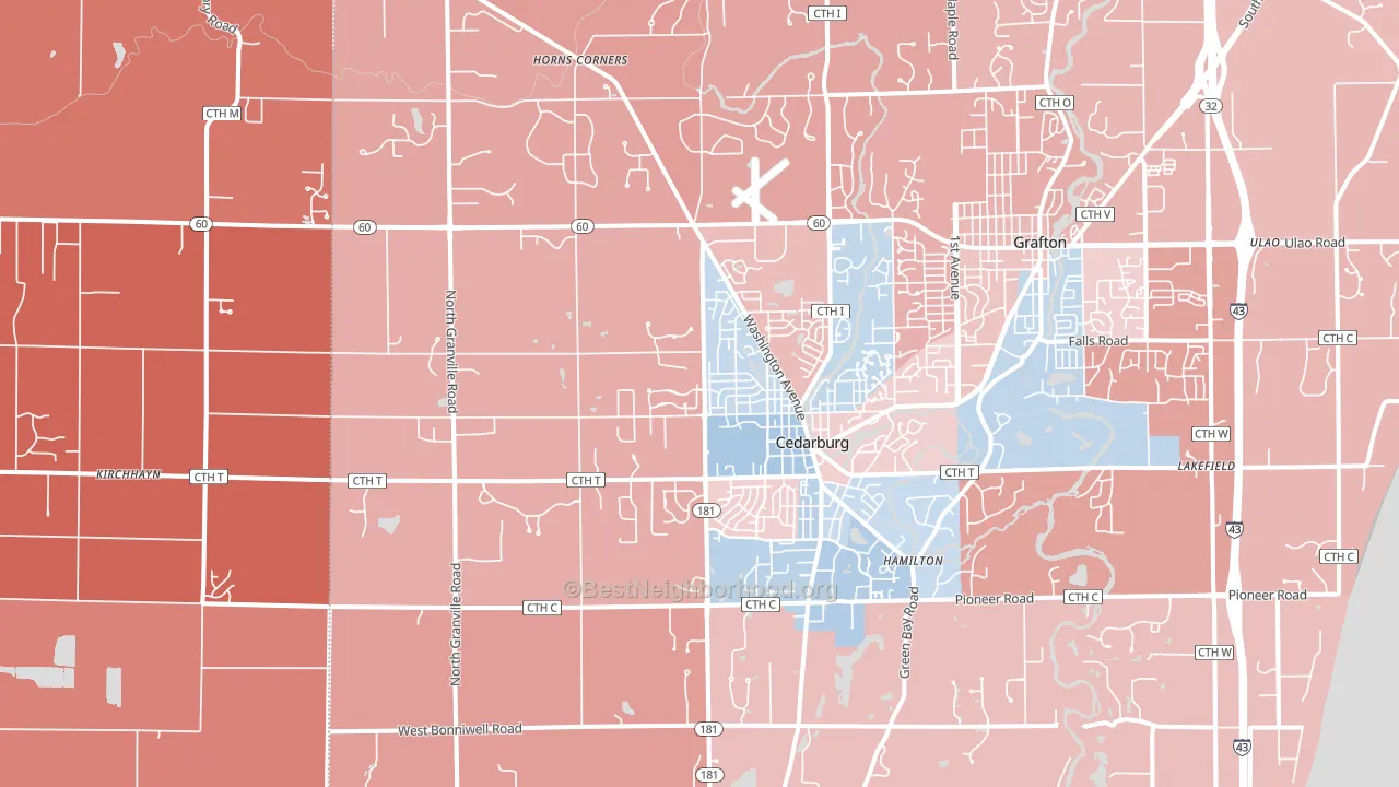53012, WI block-group political-lean map
